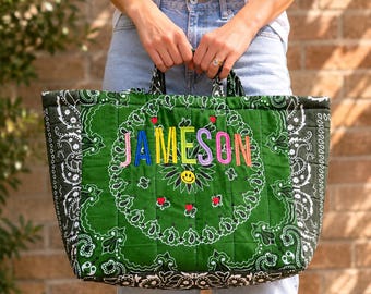 Custom Bandana Tote Bag | Personalized Embroidered, Custom Colors