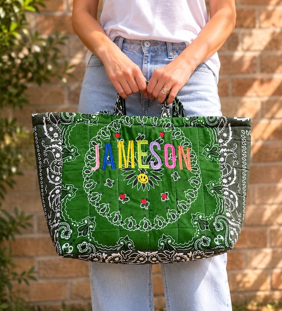 Custom Bandana Tote Bag | Personalized Embroidered, Custom Colors