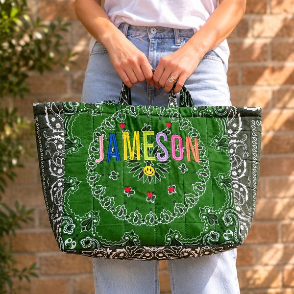 Custom Bandana Tote Bag | Personalized Embroidered, Custom Colors