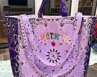 Custom Bandana Tote Bag | Personalized Embroidered, Custom Colors