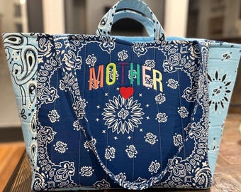 Custom Bandana Tote Bag | Personalized Embroidered, Custom Colors