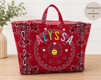 Custom Bandana Tote Bag | Personalized Embroidered, Custom Colors