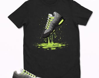 Neon Sneaker Splash Graphic T-Shirt – Urban Streetwear Tee with Drip Effect Design