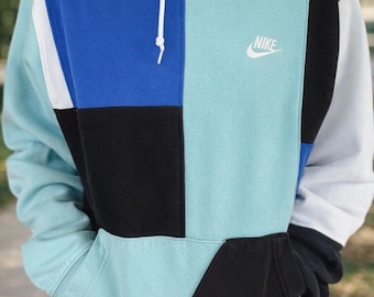 NIKE blue diced upcycled hoodie