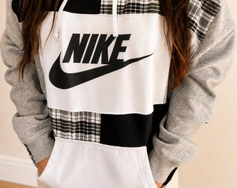 Nike block patch upcycled hoodie
