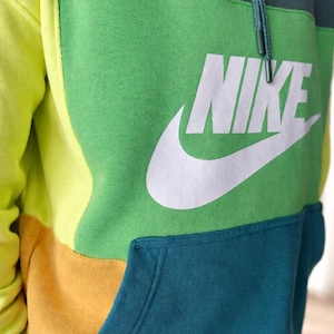 Nike block patch upcycled hoodie image 4