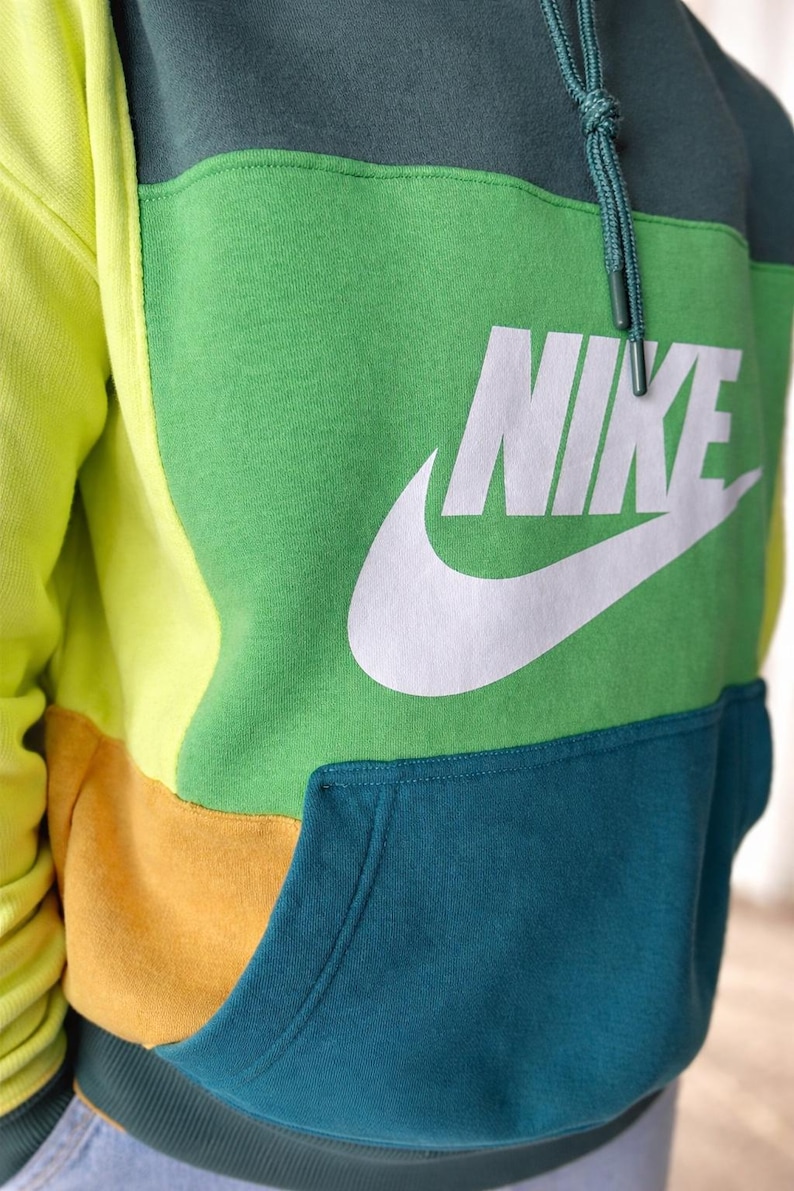 Nike block patch upcycled hoodie image 4