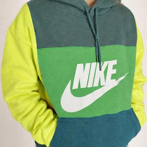 Nike block patch upcycled hoodie image 3