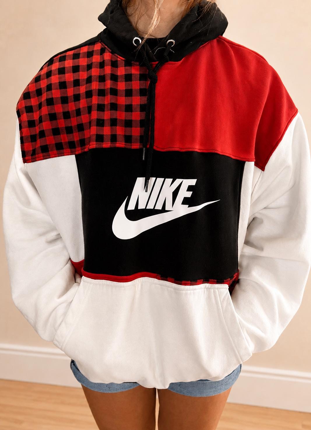 Nike Patchwork Custom Reworked Hoodie - Etsy
