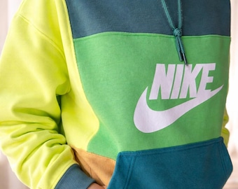 Nike block patch upcycled hoodie