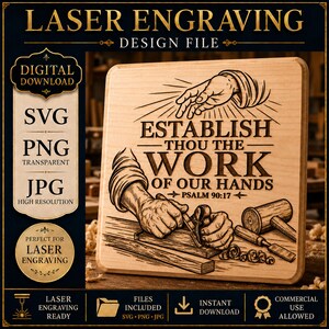 Psalm 90:17 Laser Engraving File, Christian Carpenter Workshop Sign (Digital Download)