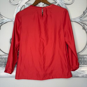 Pendleton Womens Red/Orange Long Sleeve Round Neck Blouse Top Petite 4 EUC image 4
