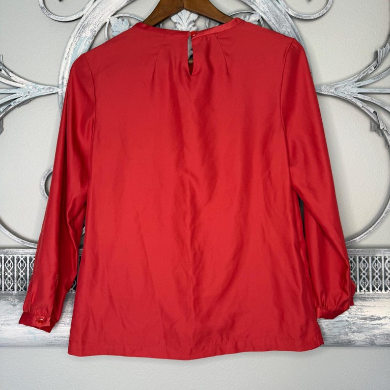 Pendleton Womens Red/Orange Long Sleeve Round Neck Blouse Top Petite 4 EUC image 4