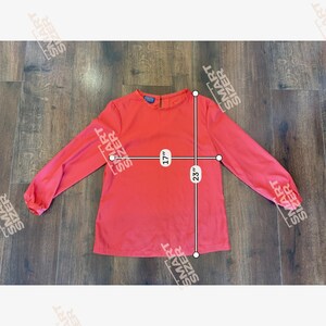 Pendleton Womens Red/Orange Long Sleeve Round Neck Blouse Top Petite 4 EUC image 8