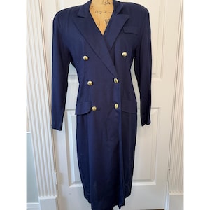 navy blue double breasted dress Navy Double-Breasted Blazer Dress FashionByTeresa