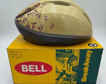 Casco da bicicletta vintage Bell BreakAway color prugna, oro e viola, taglia M, nuovo con scatola.