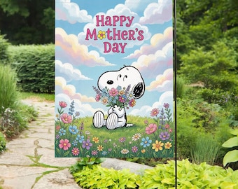 Snoopy Mother's Day Flag, Gift For Mom, Outdoor Decor, Mother's Day Decor, Snoopy Mom Gift