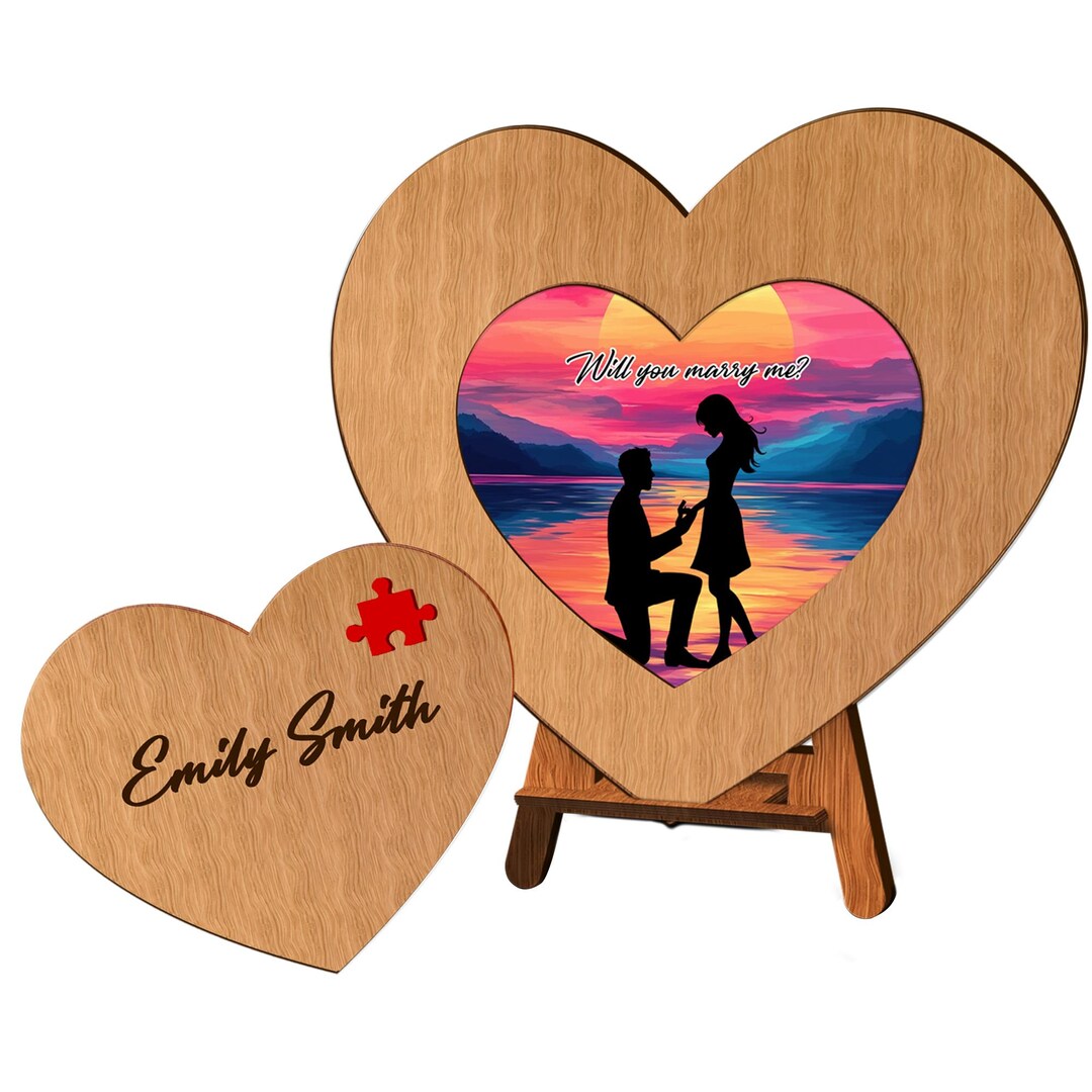 Personalized Wooden Heart Proposal Gift, Custom Name Puzzle Heart Decor ...