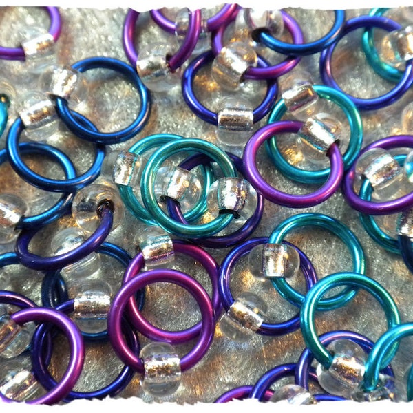 Ringlets stitch markers "Purple Rain" / ring stitch markers for knitting / snag free knitting stitch markers / snagless stitch marker rings