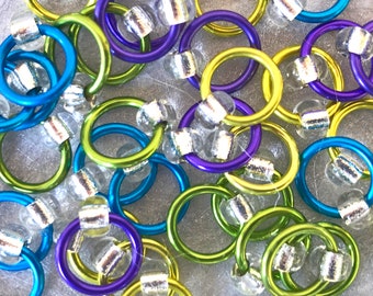 Ringlets "Cool Aid" stitch markers / ring stitch markers for knitting / snag free knitting stitch markers / snagless