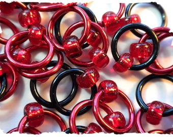 Ringlets stitch markers "Red Queen" / ring stitch markers for knitting / snag free knitting stitch markers / snagless stitch marker rings