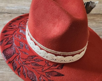 Elegant Red Felt Braided-Band Fedora Hat for Women Felt Fedora Red Hats for Women for sale | eBay main image 4