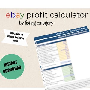 Hoja de cálculo para calcular las tarifas de eBay, calculadora de ganancias para revendedores, herramienta para calcular las tarifas del vendedor