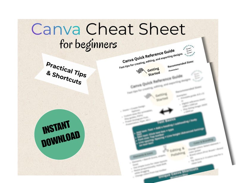 Canva Cheat Sheet for Beginners - Etsy