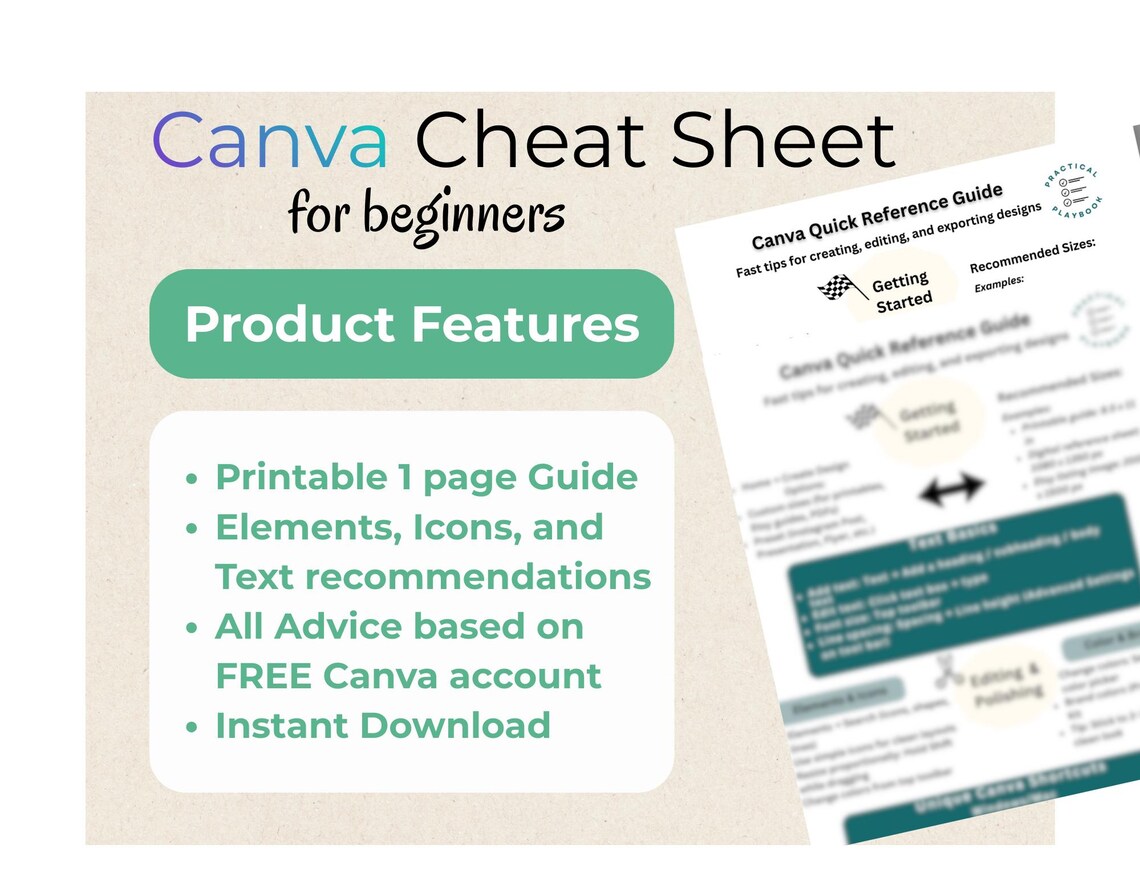 Canva Cheat Sheet for Beginners - Etsy