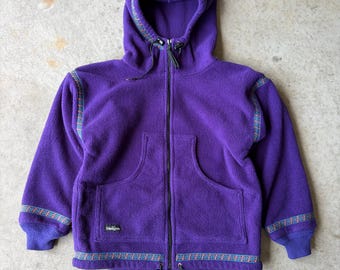 Wintergreen Purple Fleece Hooded Full Zip Jacket Unisex Kids Size 11/12