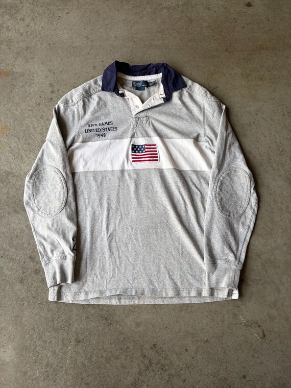 VTG Polo Ralph Lauren Men’s Rugby Polo USA Flag L