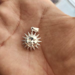 Sun Moon Necklace Sterling Silver Celestial Sun Face Pendant Boho Sun Necklace Sun and Moon Jewelry Spiritual Celestial Necklace Gift image 3