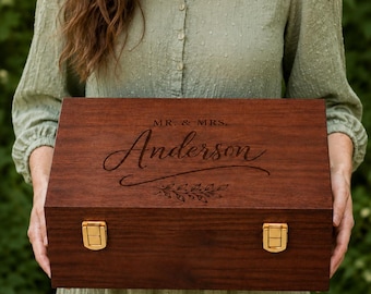 Personalized Rosewood Photo Box for Wedding Letters and Keepsakes