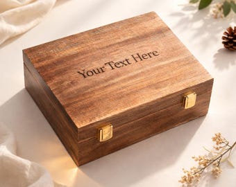 Personalized Mango Wood Memory Box – Engraved Keepsake, Rustic Wedding Anniversary Gift