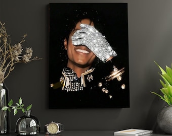 Michael Jackson Glove Poster, King of Pop Wall Art, Luxury Black Gold MJ Print, Iconic Music Legend Decor, Celebrity Wall Art Gift