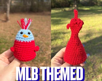 MLB Themed Reversible Flip the Bird Crochet Plush | Funny Baseball Fan Gift | Team Color Desk Decor | Handmade Gag Gift