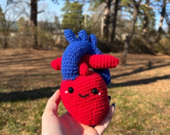 Handmade Crochet Heart with TGA – Amigurumi Heart – Awareness Gift – Soft Yarn Keepsake
