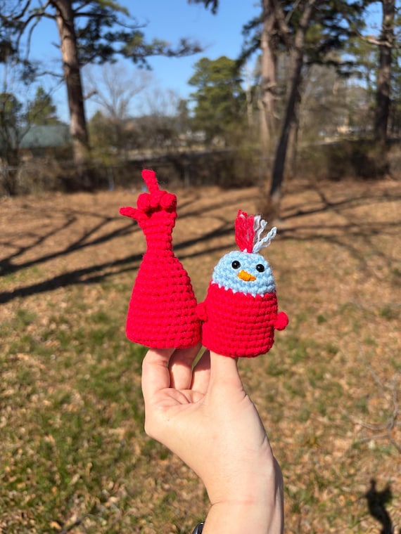 Reversible Flip the Bird Crochet Plush | Funny Middle Finger Gag Gift | Desk Decor