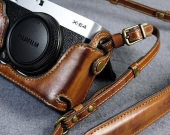 富士フイルム XE4用 牛革カメラケース + ストラップ - Etsy 日本