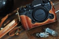 Cow Leather Camera Case for Fujifilm X-T2, Handmade with Strap