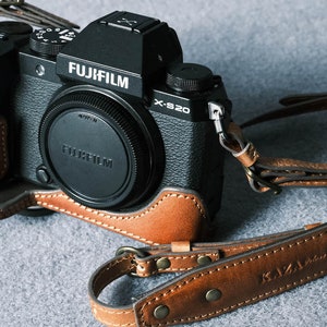 Cow leather case for Fujifilm XS20 include leather strap in vintage brown for X-S20