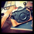 Nikon DF leather case , Vintage brown half case + strap