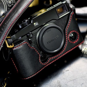 Cow leather case for Fujifilm X-Pro2 xpro2 include leather half case and leather strap in black