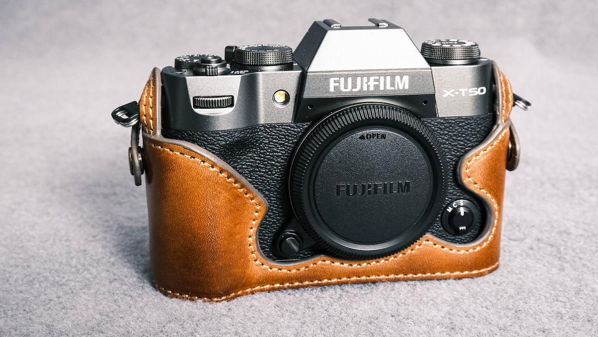 Cow Leather Camera Case and Strap for Fujifilm XT50, Vintage Style