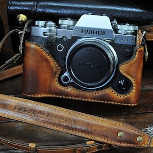La custodia in pelle di mucca per Fujifilm XT3 include custodia intera in pelle e cinturino in pelle marrone vintage per X-T3