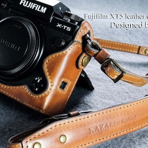 La custodia in pelle di mucca per Fujifilm XT5 include custodia intera in pelle e cinturino in pelle marrone vintage per X-T5