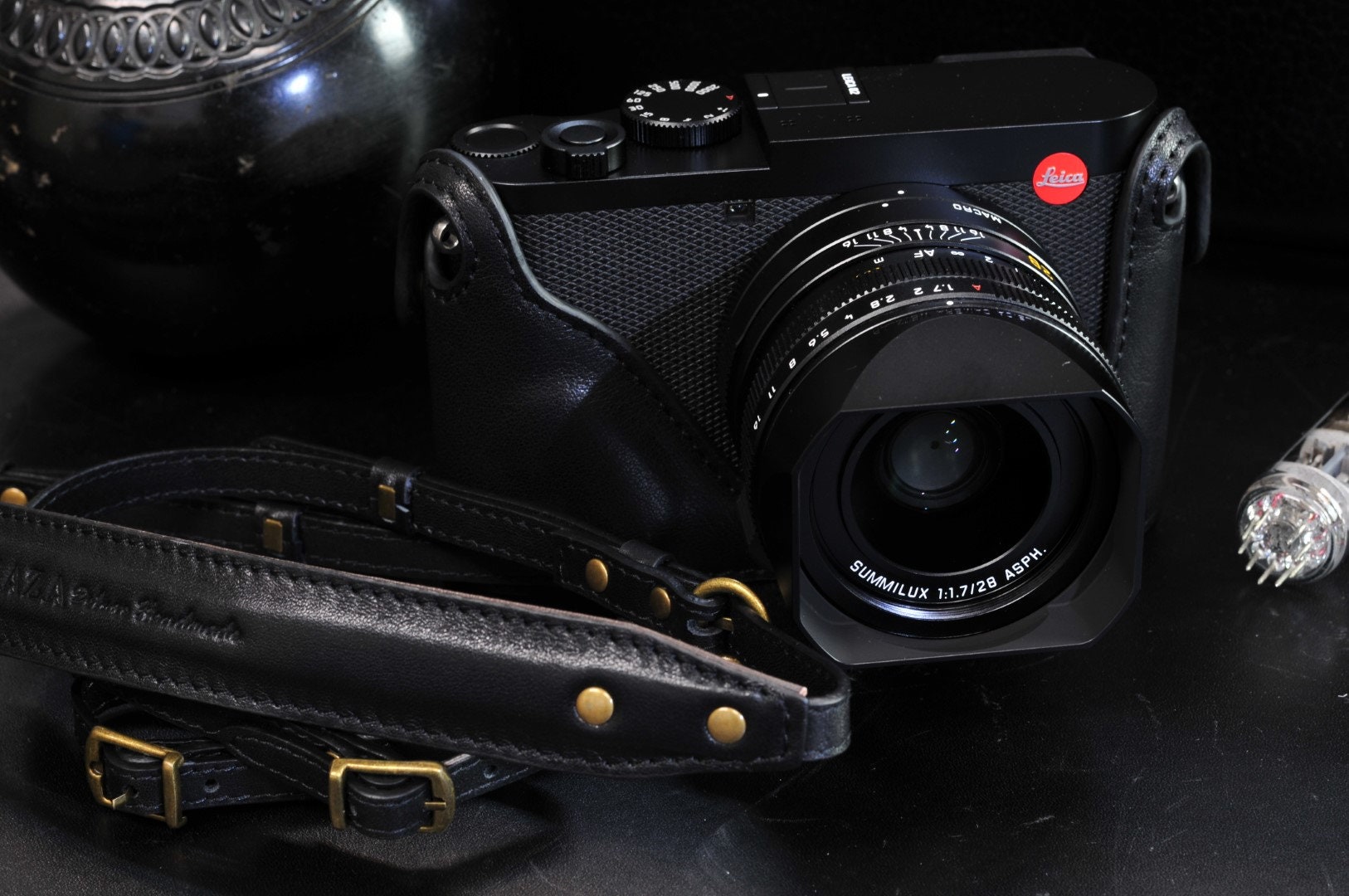 Leather Camera Case for Leica Q2, Half Case Cover, Vintage Brown 