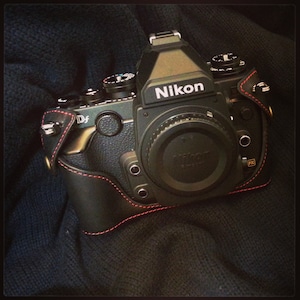 Nikon DF leather case , black half case and leather strap, camera case