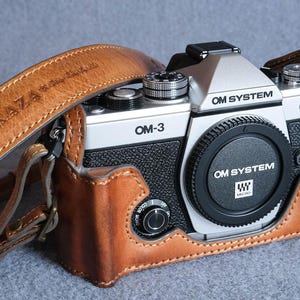 Custodia in pelle di mucca per la serie Olympus, sistema OM serie OM-3, include custodia completa in pelle e cinturino in pelle, borsa per fotocamera, accessori per fotocamera
