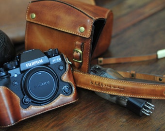 Cow leather case for Fujifilm X-T2/ XT2 xt2 x-t2 include leather full case and leather strap vintage brown